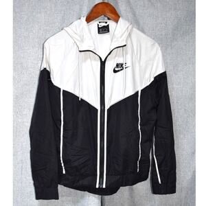 Nike Windrunner Full Zip Hooded Jacket Black White – Size M